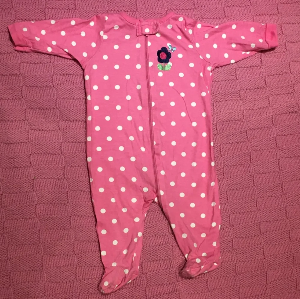Polka Dot Flower Footsie Size 0-3 Months